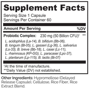 NATURELO Probiotics for Digestive Health - 50 Billion CFU, 11 Strains, Daily Use Supplement - Boosts Immune System, Delayed Release, - PrimeBioHealth - canada supplements