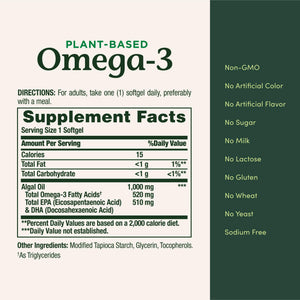Nature's Bounty Omega 3, Plant-Based Omega 3 Fatty Acid Supplement, 520mg, Supports Whole Body Health Including Heart, Skin, Joint - PrimeBioHealth - canada supplements