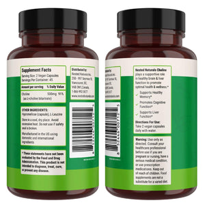 Nested Naturals Choline Bitartrate 500mg Per Serving - High Potency Choline Supplements - Supports Cognitive Performance & Liver Function - PrimeBioHealth - canada supplements