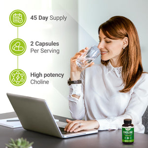 Nested Naturals Choline Bitartrate 500mg Per Serving - High Potency Choline Supplements - Supports Cognitive Performance & Liver Function - PrimeBioHealth - canada supplements