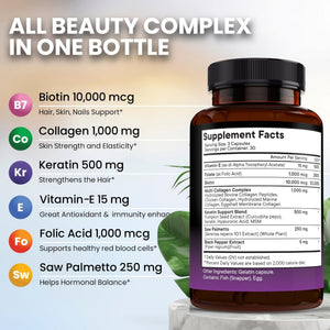 NEW AGE Biotin Collagen Keratin Hyaluronic Acid - 50,000mcg Hair Growth Vitamins for Men and Women, Nails, Hair, Skin Vitamins and DHT Blocker with Vitamin E Folic - PrimeBioHealth - canada supplements
