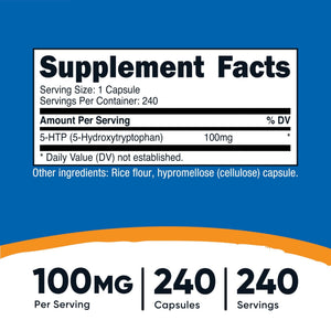 Nutricost 5-HTP 100mg, 240 Vegetarian Capsules (5-Hydroxytryptophan) - Non-GMO & Gluten Free - PrimeBioHealth - canada supplements