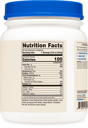Nutricost Beef Bone Broth Protein Powder Chocolate (20 Servings) - Gluten-Free, GMO-Free - PrimeBioHealth - canada supplements