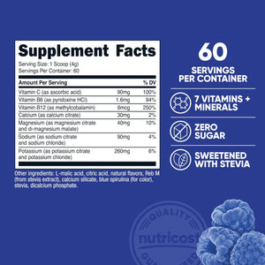 Nutricost Electrolyte Complex Powder (60 Servings, Blue Raspberry) - Hydration Supplement Drink Mix with Vitamins and Minerals - PrimeBioHealth - canada supplements
