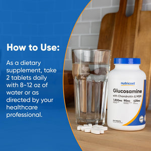 Nutricost Glucosamine 1800mg with Chondroitin & MSM, 240 Tablets, 120 Servings - PrimeBioHealth - canada supplements