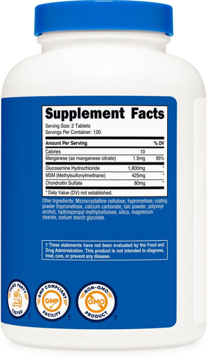 Nutricost Glucosamine 1800mg with Chondroitin & MSM, 240 Tablets, 120 Servings - PrimeBioHealth - canada supplements