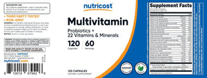 Nutricost Multivitamin with Probiotics 120 Vegetarian Capsules - Packed with Vitamins & Minerals - PrimeBioHealth - canada supplements