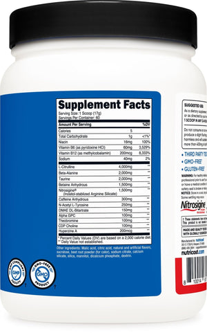 Nutricost Pre-X Xtreme Pre-Workout Complex Powder, Fruit Punch, 60 Servings, Vegetarian, Non-GMO and Gluten Free - PrimeBioHealth - canada supplements