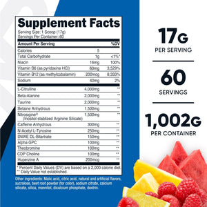Nutricost Pre-X Xtreme Pre-Workout Complex Powder, Fruit Punch, 60 Servings, Vegetarian, Non-GMO and Gluten Free - PrimeBioHealth - canada supplements