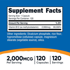Nutricost Vitamin B12 (Methylcobalamin) 2000mcg, 240 Capsules - Vegetarian Caps, Non-GMO, Gluten Free B12 Supplement - PrimeBioHealth - canada supplements