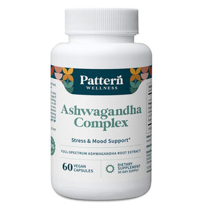 Pattern Wellness Ashwagandha Complex Supplement – 60 Vegan Capsules | For Men & Women – Organic KSM-66® & Black Pepper Extract – Supports Stress Response & Energy Balance – Non-GMO - PrimeBioHealth - canada supplements