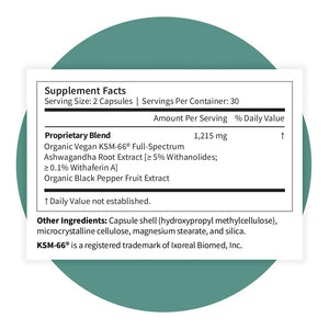 Pattern Wellness Ashwagandha Complex Supplement – 60 Vegan Capsules | For Men & Women – Organic KSM-66® & Black Pepper Extract – Supports Stress Response & Energy Balance – Non-GMO - PrimeBioHealth - canada supplements
