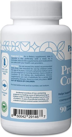Pattern Wellness Prenatal Complex for Women – Prenatal Vitamin with DHA, Folate, Iron, Probiotics & Biotin – Support from Preconception to Postpartum - 90 Capsules - PrimeBioHealth - canada supplements