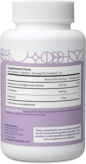 Pattern Wellness Sleep Complex – Supports Relaxation & Healthy Sleep Patterns – with Melatonin, L-Theanine & Magnesium – 30 Vegan Capsules - PrimeBioHealth - canada supplements