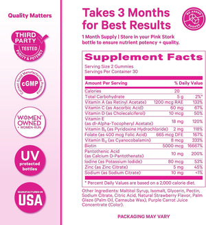 Pink Stork Total Glow Gummies for Women – Hair, Skin & Nails Vitamin with Biotin, Vitamin A, B6, B12, Folate, Zinc & More – Support for Radiant Skin, Strong Nails, and Healthy Hair – 60 Berry Gummies | Hair, Skin & Nails Vitamin with Biotin, Vitamin A, B6 - PrimeBioHealth - canada supplements