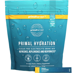 Primal Harvest Electrolytes Powder Packets Primal Hydration, Easy Open Packets, Energy Drink Mix (Lemon Berry, 30 Packs) (1 Bag) - PrimeBioHealth - canada supplements