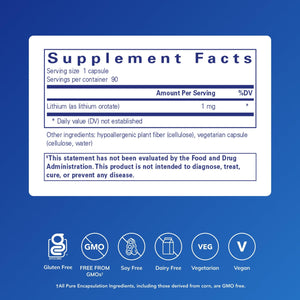 Pure Encapsulations Lithium (Orotate) 1 mg | Support for Calmness and Behavior | 90 Capsules - PrimeBioHealth - canada supplements