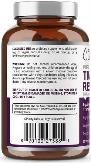 Purity Labs Trans-Resveratrol Supplement 5,000 mg Equivalent per Serving with Quercetin, USDA Organic High Potency Antioxidant, - PrimeBioHealth - canada supplements