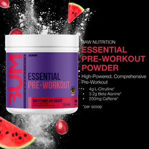 RAW Essential Pre-Workout Powder (Watermelon Grape) - Chris Bumstead Sports Nutrition Supplement for Men & Women - Preworkout Energy Powder with Caffeine, L-Citrulline, - PrimeBioHealth - canada supplements