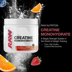RAW Nutrition Creatine Monohydrate Powder, Fruit Punch (30 Servings) - Micronized Creatine Monohydrate Supplement for Workout Performance, Build Muscle & Strength - PrimeBioHealth - canada supplements