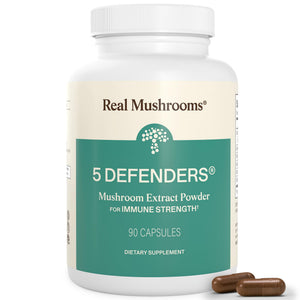 Real Mushrooms 5 Defenders - Adaptogenic Mushrooms Complex with Chaga, Reishi, Turkey Tail, Maitake & Shiitake for Wellness Support - PrimeBioHealth - canada supplements