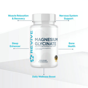 Revive MD Pure Magnesium Glycinate 200mg – High Absorption Supplement for Relaxation, Stress Relief, Sleep & Memory Support – Promotes Strong Bones - PrimeBioHealth - canada supplements