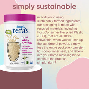 simply tera's Pure Whey Protein Powder - Grass Fed Vanilla Whey Protein Powder, Clean, Made Without Artificial Sweeteners, Non-GMO, Kosher, rBGH-Free, Soy-Free - 24 Oz - PrimeBioHealth - canada supplements