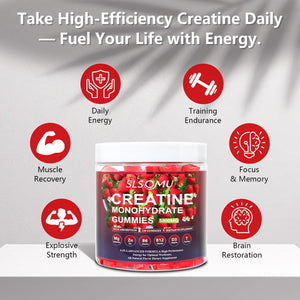 Slsomu Creatine Gummies for Women, 5000mg Pre-Workout Muscle Strength & Energy Support, 0 Sugar Creatine Gummy with L-Taurine, Zinc - PrimeBioHealth - canada supplements