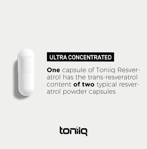 Toniiq Ultra High Purity Resveratrol Capsules - 98% Trans-Resveratrol - Highly Purified and Bioavailable - 180 Caps Reservatrol Supplement - PrimeBioHealth - canada supplements