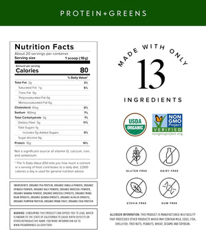 Truvani Protein + Greens Supplement | Spinach, Kale & Broccoli | 10g Organic Plant Based Protein | 20 Servings | USDA Organic | Gluten & Dairy Free - PrimeBioHealth - canada supplements