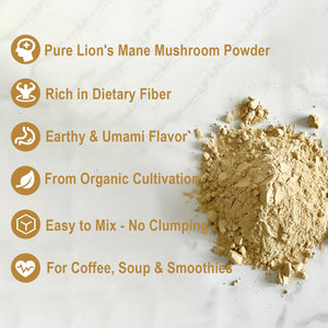UNLEASH'D ORGANIC Organic Lion's Mane Mushroom Powder 16 oz – 100% Pure Natural Superfood, Rich in Antioxidants & Polysaccharides - PrimeBioHealth - canada supplements