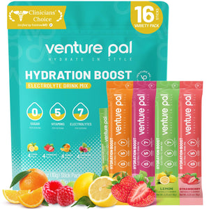 Venture Pal Sugar Free Electrolytes Powder Packets - Liquid Daily IV Hydration Packets | Instantly Hydrating & Party Recovery | 5 Vitamins & 7 Electrolytes - PrimeBioHealth - canada supplements