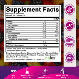Vitamatic Prebiotic Fiber Gummies for Adults – 2 Pack (Total 120 Gummies) 7g Fiber per Serving | Extra Strength | Zero Sugar Added | Pectin-Based - PrimeBioHealth - canada supplements