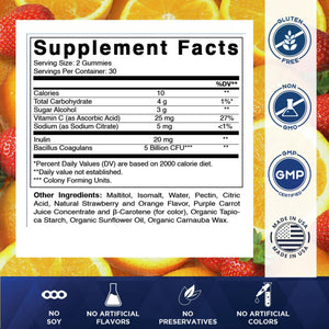 Vitamatic Probiotic Sugar Free Gummies for Men and Women – 5 Billion CFUs Digestive, Immune & Gut Health Support – Gluten Free - PrimeBioHealth - canada supplements