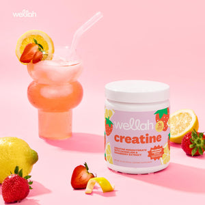 Wellah Creatine for Women - Creatine Monohydrate with Dandelion & Cranberry Extract (50 Servings, Strawberry Lemonade) - PrimeBioHealth - canada supplements