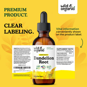Wild & Organic Dandelion Root Extract Drops - Liver Cleanse Detox - Herbal Dandelion Tincture - Liver Support Supplement - Add to Tea - Vegan, Sugar & Alcohol-Free Liquid Drops - 4 fl oz - PrimeBioHealth - canada supplements