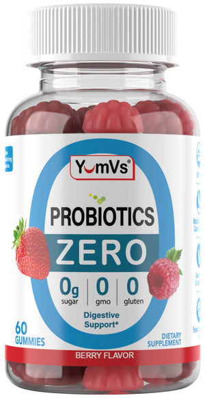 YUM-V'S Sugar Free Probiotic Gummies - Probiotics for Men & Women to Help Support Digestive Function – Adults & Kids Probiotic with 5 Billion CFU Bacillus Coagulans – Vegan & Gluten-Free (60 Count) - PrimeBioHealth - canada supplements
