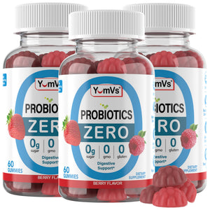 YUM-V'S Sugar Free Probiotic Gummies - Probiotics for Men & Women to Help Support Digestive Function – Adults & Kids Probiotic with 5 Billion CFU Bacillus Coagulans – Vegan & Gluten-Free (60 Count) - PrimeBioHealth - canada supplements