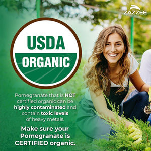 Zazzee USDA Organic Pomegranate 20:1 Extract, 50% Ellagic Acid 100 Capsules | Vegan, 3+ Month Supply, Punica Granatum, Antioxidant, Immune & Polyphenol Support, All-Natural, Non-GMO, Made in the USA - PrimeBioHealth - canada supplements