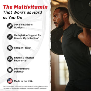 10X Health Optimize Methylated Multivitamin for Men - 90 Capsules, 34 in 1 Formula with 800 mcg of Vitamin B12, 5-MTHF, NAC - PrimeBioHealth - canada supplements