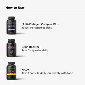 Vital Vitamins Age Defying Bundle: Multi-Collagen Plus, Brain Booster Plus, NAD+