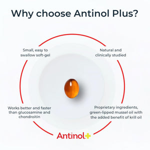 Antinol Plus, Mobility, Hip, and Joint Supplement for Dogs, Green-Lipped Mussels and Krill Oil - Dog Joint Supplement, Better and Faster Than Glucosamine and Chondroitin, 120 Soft Gels AntinolBuy Supplements Australia