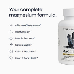 Magnesium Complex Supplement - 5 Forms Citrate Glycinate Malate Oxide Aquamin - Multi Magnesium Blend - High Absorption Chelated - Essential Mineral - Non-GMO Gluten-Free - 60 Capsules Dear Apothecary buy supplements Au