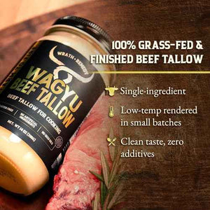 Wagyu Beef Tallow for Cooking (14 oz) & Organic Beef Tallow for Skin - 4 OZ (Citrus)