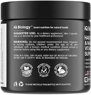 IQ BIOLOGY Biotin Bundle for Hair Growth with Collagen & Keratin for Hair Loss & Thinning Hair - Hair Skin and Nails Vitamins for Women & Men - Healthy Regrowth, Skin Glow & Nail Repair - 180 Caps