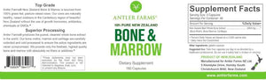Antler Farms New Zealand Bone & Marrow - Grass Fed, 750mg, 180 Capsules | 100% Pure, Pasture Raised Whole Bone Extract, Healthy Essential Fats, Stem Cells, Collagen, Calcium, Phosphorus and Minerals
