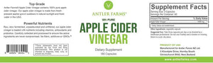 Antler Farms Apple Cider Vinegar with Mother, 180 Capsules, 500mg | 100% Pure Apple Cider Vinegar Pills, A Powerful Ally for Gut and Heart Health, Vegan, Gluten-Free & Non-GMO