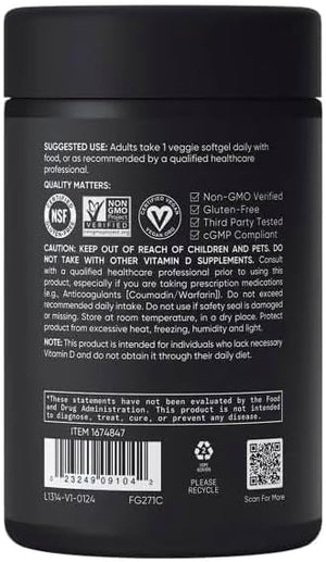 Sports Vitamin D3 K2 with 5000iu of Plant-Based D3 & 100mcg of Vitamin K2 as MK-7, Non-GMO Verified & Vegan Certified - 160 Liquid Softgels - Pack1 Generic buy supplements Au