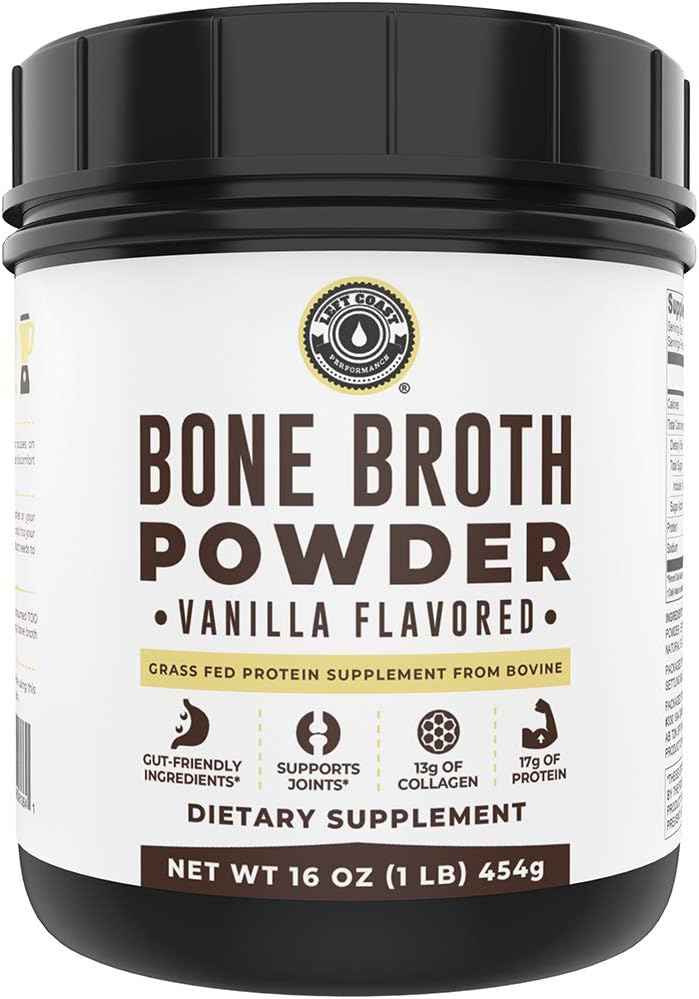 Left Coast Performance Vanilla Bone Broth and Multi Collagen Powder for Joint, Hair, Skin, and Nails Support