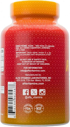 ALFA VITAMINS Curcumin Turmeric with Black Pepper, Dietary Supplement that Supports Joint Health & Cardiovascular Wellness, Enhanced Formula with Piper Nigrum for Improved Absorption, 90 Capsules